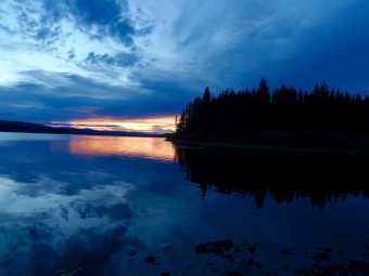 Sunset on McLeod Lake at Whiskers Point Provincial Park, BC.