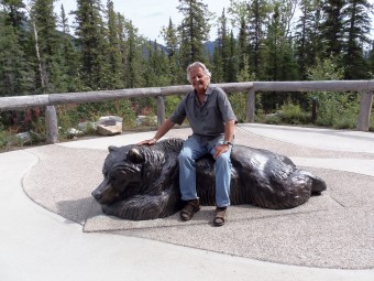 Sitting atop the Resting Grizzly sculpture at Denali Visitor's Center.