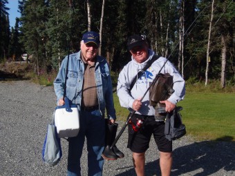 Tom and Mike getting ready to catch salmon on the Kenai River.